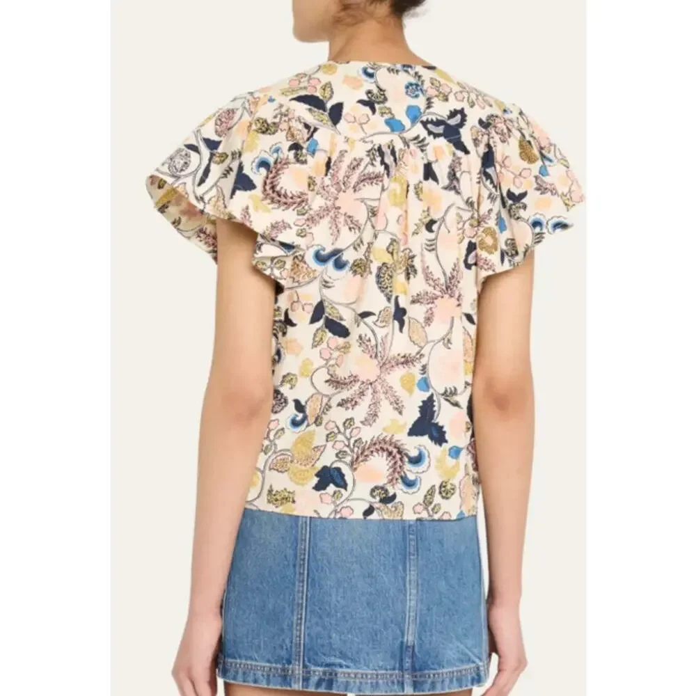 Ulla Johnson Perline Flutter Sleeve Floral Blouse Magnolia Size 0 NEW NWT - Picture 9 of 10